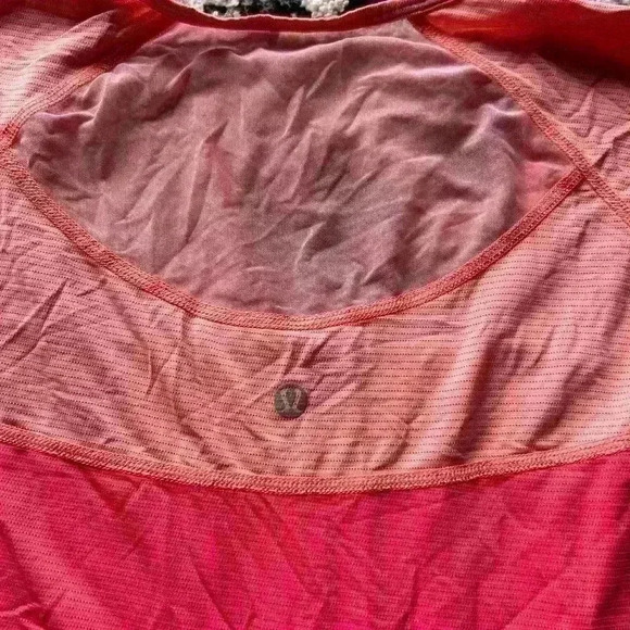 Lululemon Coral Pink Stride Tech Run Cap Sleeve Tee w/ Mesh Panel Womens Size 10 - Picture 5 of 10